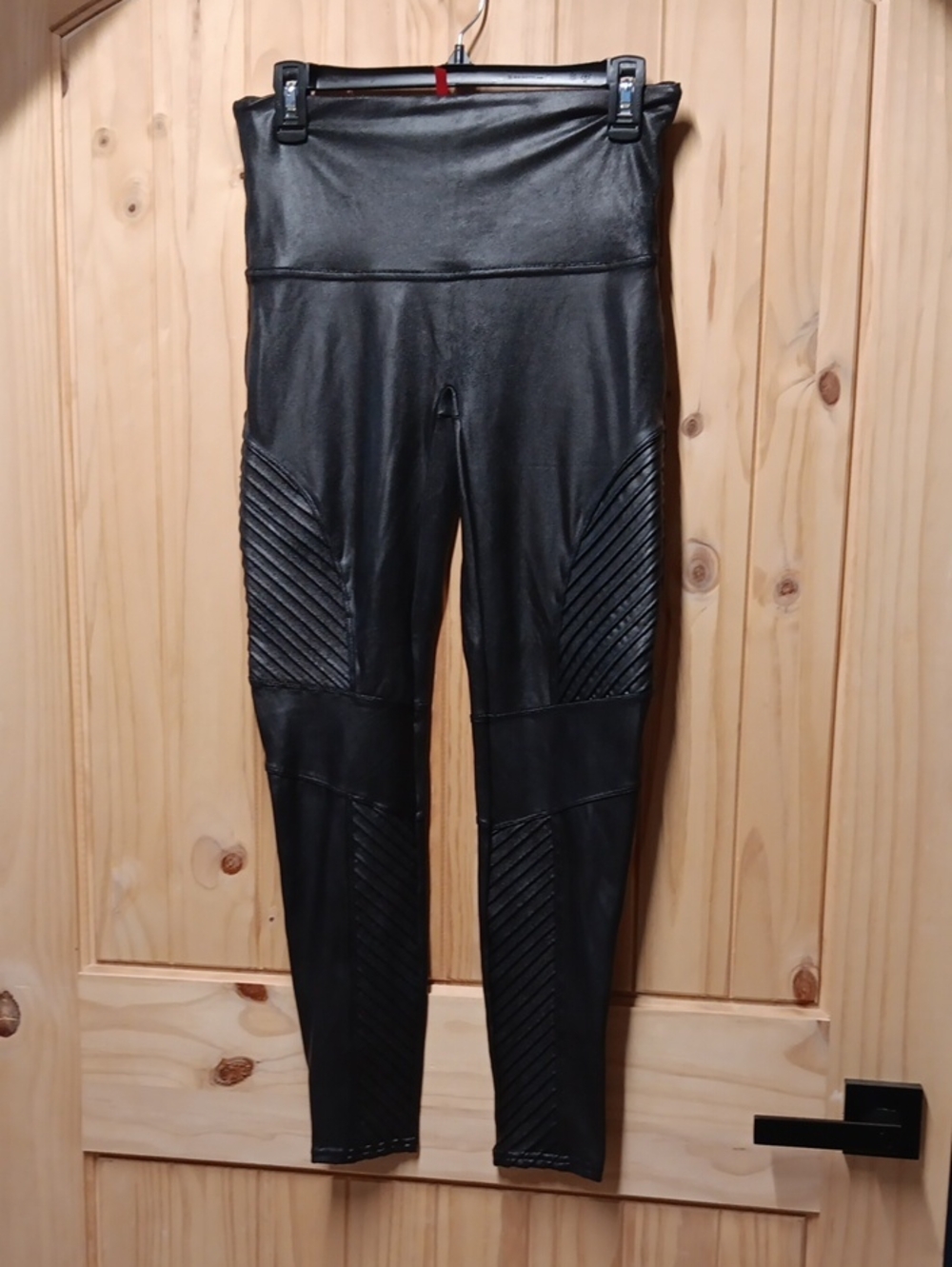 SPANX Faux Leather High-Rise Moto-Style Leggings.